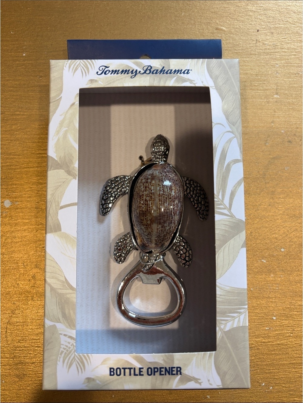 Tommy Bahama Silver Sea Turtle Bottle Opener with Brown Shell
